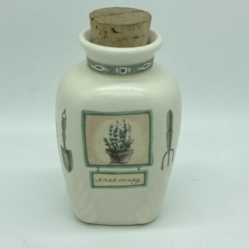 Pfaltzgraff Naturewood Spice Jar with Cork Rosemary‎ Made In Mexico EUC